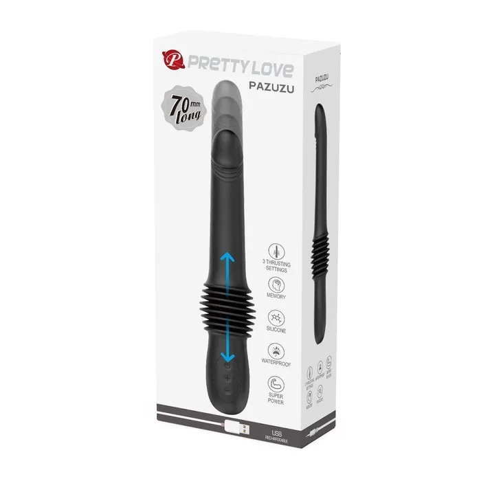 Pazuzu Vibratore Up & Down espandibile di 7 cm con 3 diverse intensità - Nero, Silicone, Ricaricabile | Pretty Love Female Sex Toys
