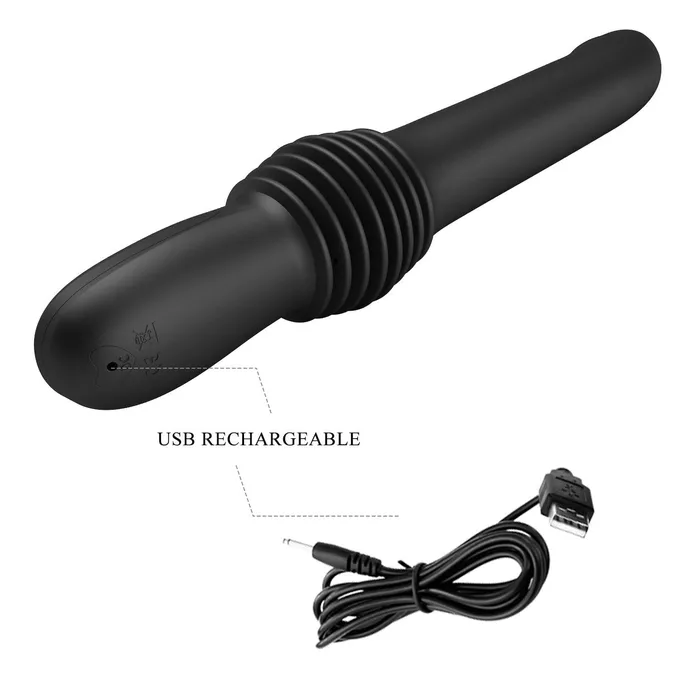 Pazuzu Vibratore Up & Down espandibile di 7 cm con 3 diverse intensità - Nero, Silicone, Ricaricabile | Pretty Love Female Sex Toys