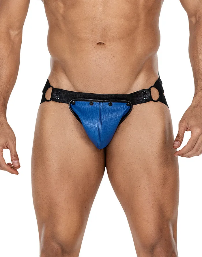 Vibrators | Cut4Men Cut4Men - Jock Snap - Jockstrap met Drukknoopjes - PU-Leder - Blauw/Zwart
