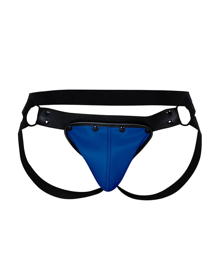 Vibrators | Cut4Men Cut4Men - Jock Snap - Jockstrap met Drukknoopjes - PU-Leder - Blauw/Zwart