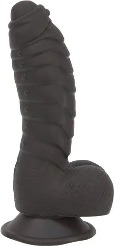 Addiction 100 Ribbed Silicone Dildo Ben 7 Black BMS Dildos