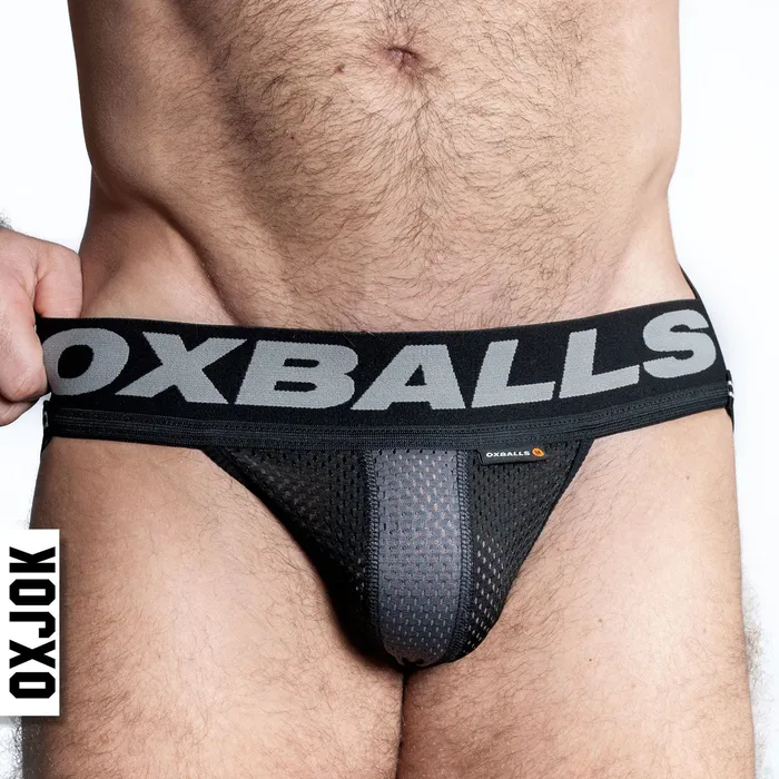 Anal OXJok Airmesh Upthrust SliderStrap Jock Tar Black Medium