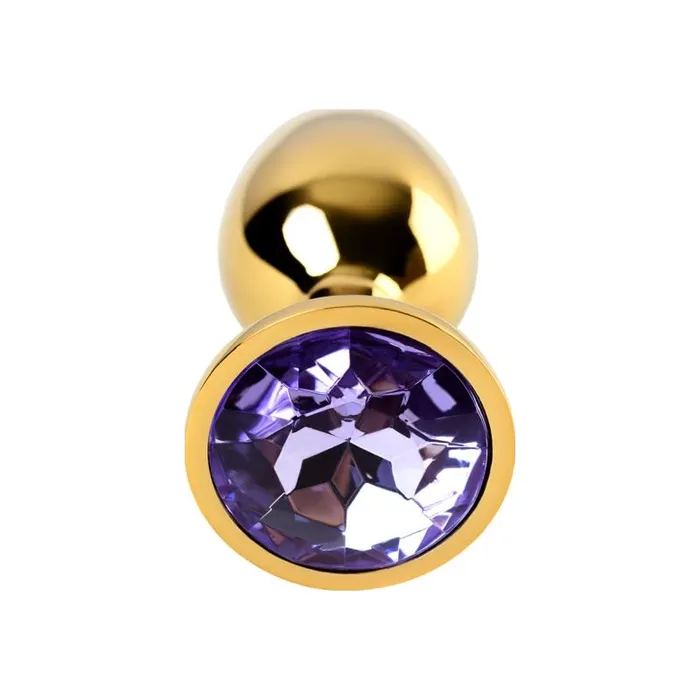 Metal Anal Gold Metal Anal Plug w Amethyst Crystal Small