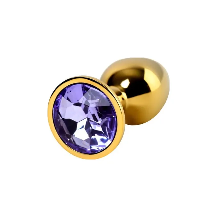 Metal Anal | Gold Metal Anal Plug w Amethyst Crystal Small