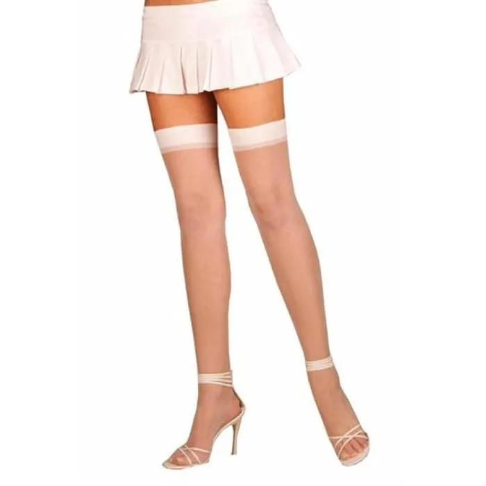 Sheer Thigh High Queen Size White Elegant Moments Hosiery
