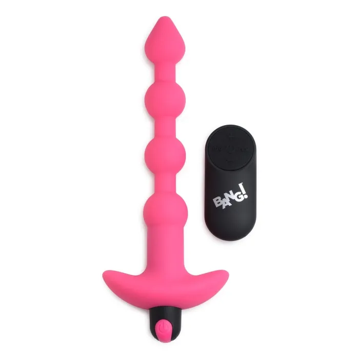 Xr Brands Bang Bang Vibrating Silicone Anal Beads and Remote Control Pink Male Sex Toys Xr Brands Bang Bang Vibrating Silicone Anal Beads and Remote Control Pink Male Sex Toys