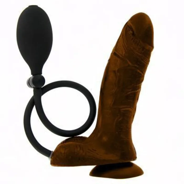 XR Brands Trinity Vibes Female Sex Toys | Inflatable Suction Cup Dildo - Brown XR Brands Trinity Vibes Female Sex Toys | Inflatable Suction Cup Dildo - Brown