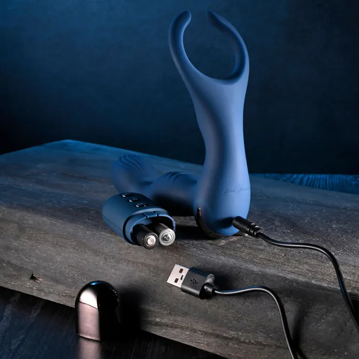 Zero Tolerance Male Sex Toys | Zero Tolerance BY ALL MEANS - Blue 13.4 cm USB Rechargeable Prostate Massager with Cock Ring Zero Tolerance Male Sex Toys | Zero Tolerance BY ALL MEANS - Blue 13.4 cm USB Rechargeable Prostate Massager with Cock Ring