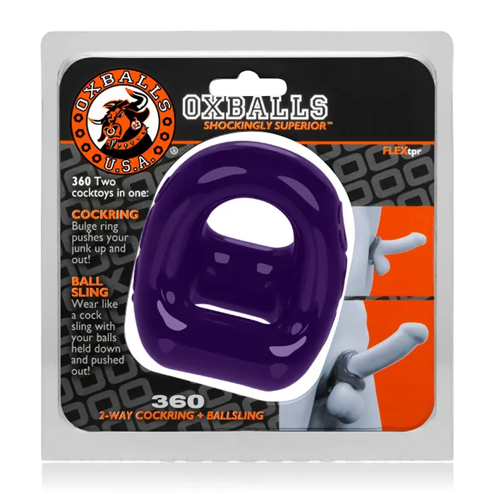 360 2 Way Cockring Ballsling Eggplant Ox Balls Vibrators
