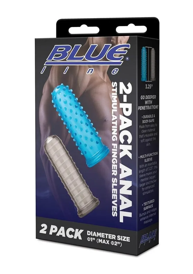 Anal Blue Line CandB Gear Blue Line Anal Stimulating Finger Sleeves