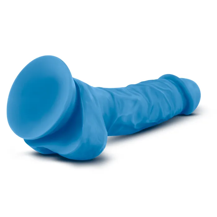 Dildos Blush Novelties Neo 75 Inch Dual Density Cock With Balls Neon Blue