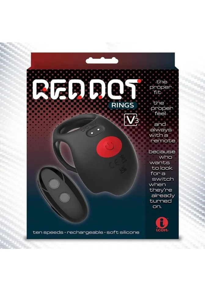 Male Sex Toys Wild Rose Red Dot Silicone Rechargeable Vibrating Cock Ring with Controller V3