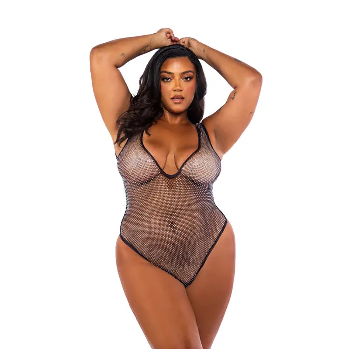 Roma Hosiery Sheer Rhinestone Teddy