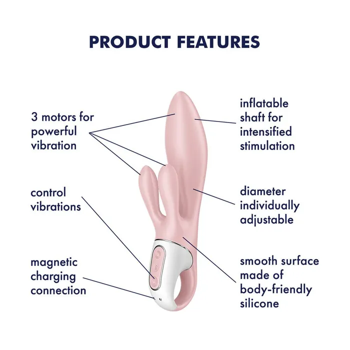 Satisfyer Air Pump Bunny 3 Pink USB Rechargeable Inflatable Rabbit Vibrator Satisfyer Vibrators Satisfyer Air Pump Bunny 3 Pink USB Rechargeable Inflatable Rabbit Vibrator Satisfyer Vibrators