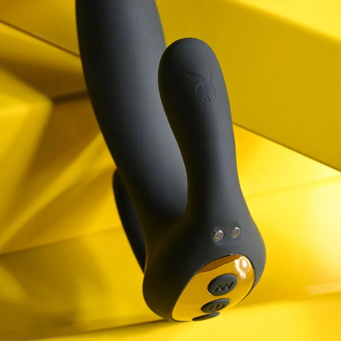 Vibrators Playboy Pleasure Playboy Pleasure TRIPLE THREAT Black USB Rechargeable Triple Probe Vibrator Vibrators Playboy Pleasure Playboy Pleasure TRIPLE THREAT Black USB Rechargeable Triple Probe Vibrator