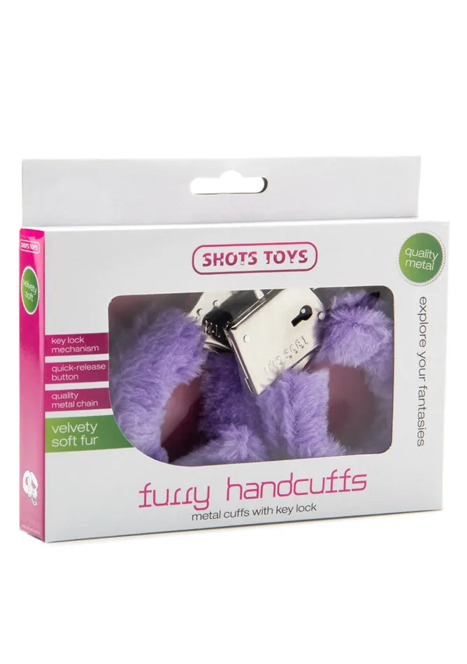 Vibrators Shots Shots Toys Furry Handcuffs Purple