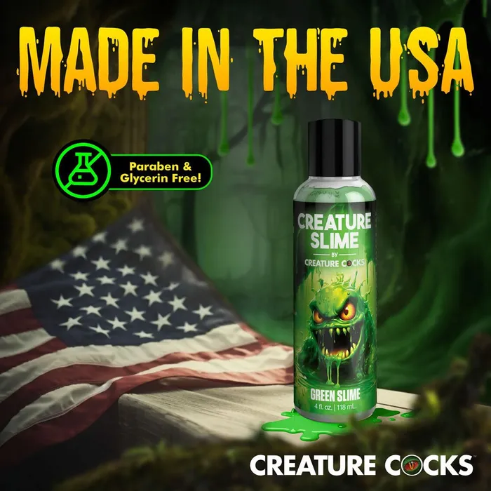 XR Brands Dildos Creature Slime by Creature Cocks Green Water Based Lubricant 118 ml Bottle XR Brands Dildos Creature Slime by Creature Cocks Green Water Based Lubricant 118 ml Bottle