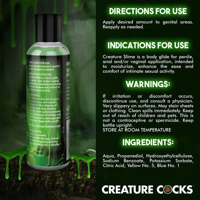 XR Brands Dildos Creature Slime by Creature Cocks Green Water Based Lubricant 118 ml Bottle XR Brands Dildos Creature Slime by Creature Cocks Green Water Based Lubricant 118 ml Bottle