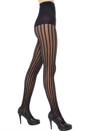 Anal Fever Lingerie Sheer Striped Tights Black Fv21379