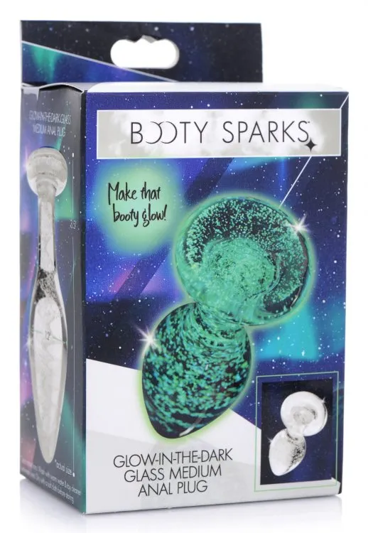 Booty Sparks GlowintheDark Medium Glass Anal Plug XR Brands Anal