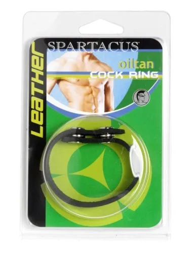 CRing With Snaps Soft Leather Black Spartacus Male Sex Toys