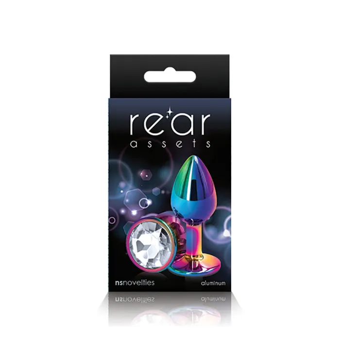 Rear Assets Small Butt Plug Rainbow with Clear Gem NS Novelties Anal