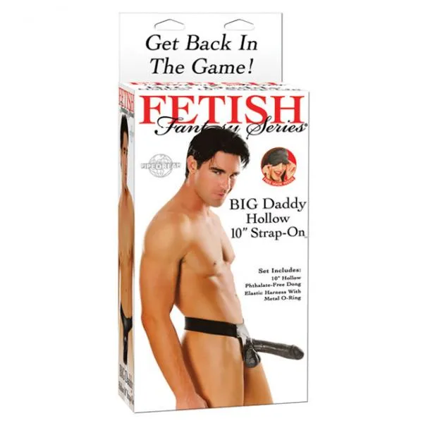 Anal Pipedream Products Big Daddy Hollow Strap On 10 Inch Black