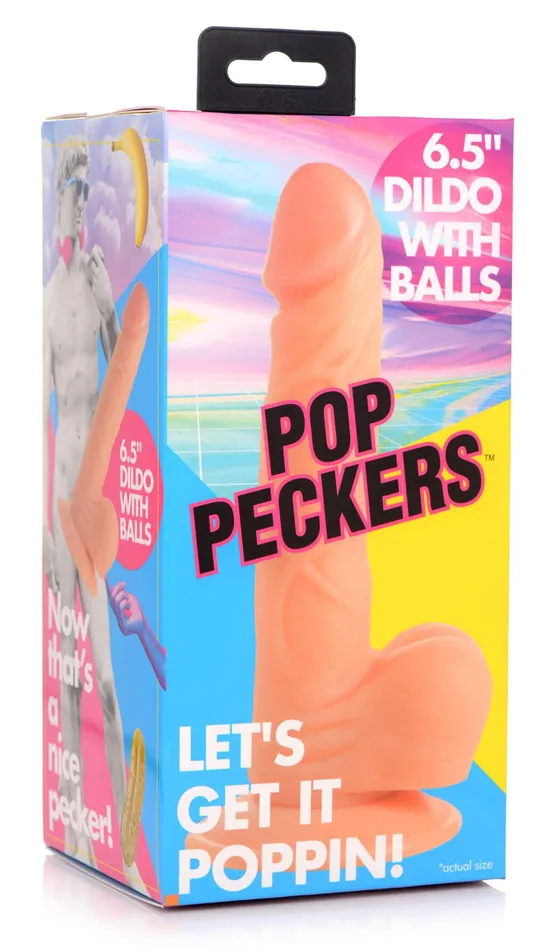 Dildos Pop Pecker 65 Inch Dildo With Balls Light XR Brands Pop Peckers