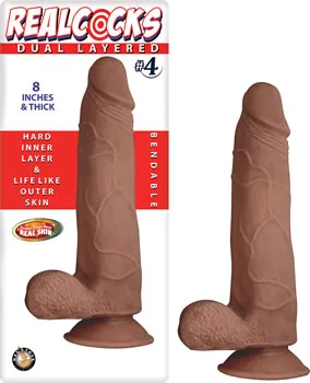 Female Sex Toys Realcocks Dual Layered 4 Brown Nasstoys