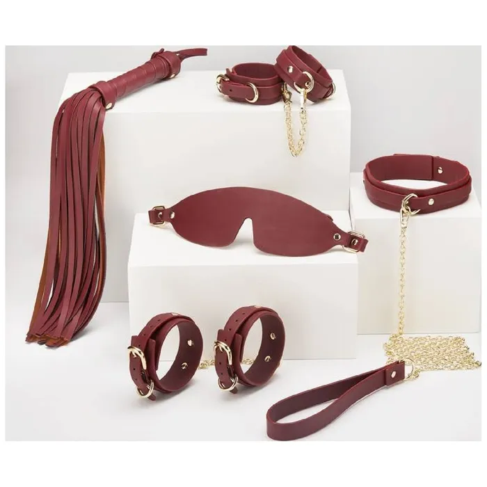 8 Pc Deluxe Bondage Play Kit Burgundy Gold Daytona Couples