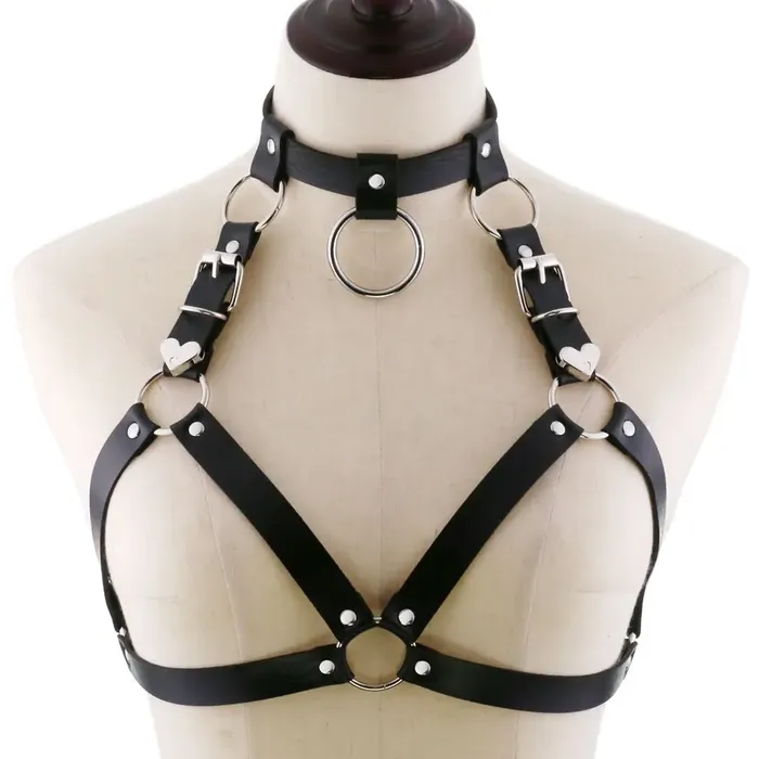 Adjustable Heart Harness Touch of Fur Female Sex Toys