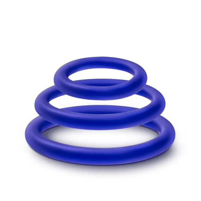 Male Sex Toys Performance Performance Silicone Cock Ring 3 Pc Set Indigo
