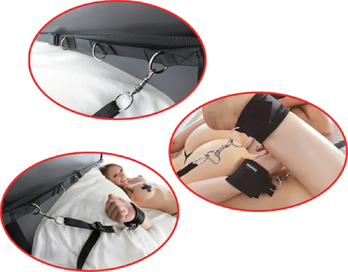 Pipedreams Anal Ultimate Bed Restraint System Black Sex Toy Adult Orgasm