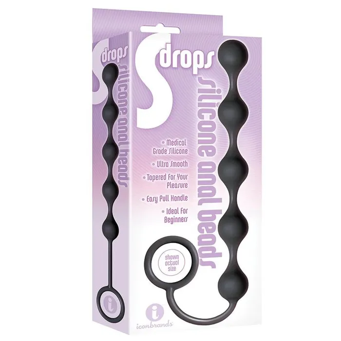 The 9s SDrops Silicone Anal Beads Black Erotica Adult Toys Anal