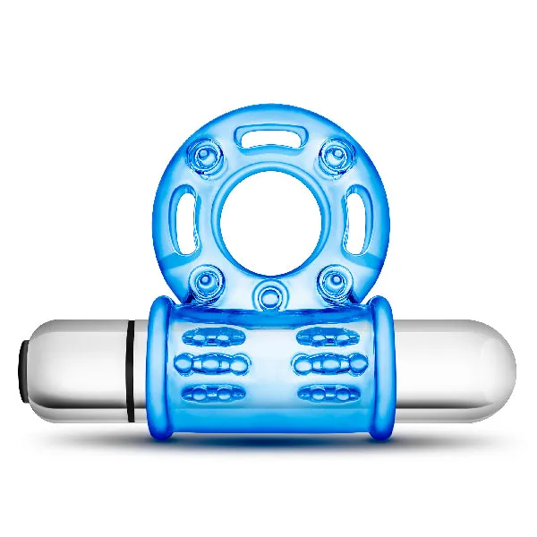 Vibrators Stay Hard 10 Function Vibrating Bull Ring Blue Blush