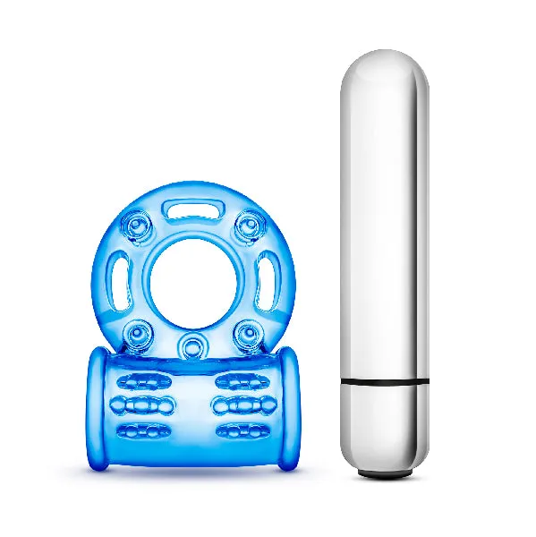 Vibrators Stay Hard 10 Function Vibrating Bull Ring Blue Blush