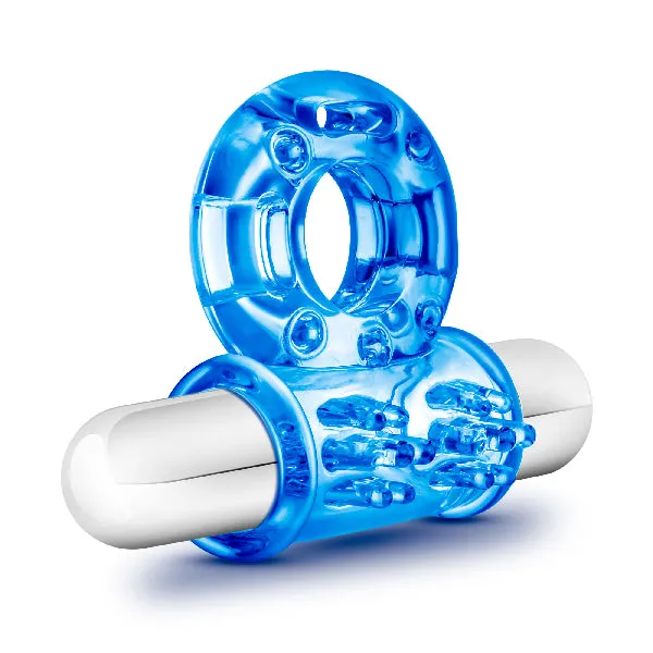 Vibrators Stay Hard 10 Function Vibrating Bull Ring Blue Blush