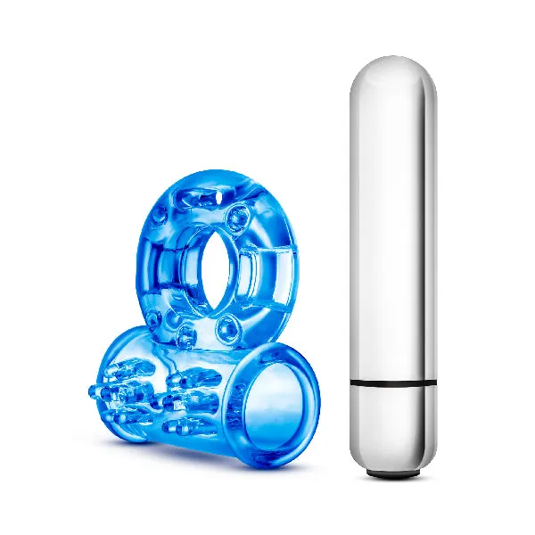 Vibrators Stay Hard 10 Function Vibrating Bull Ring Blue Blush