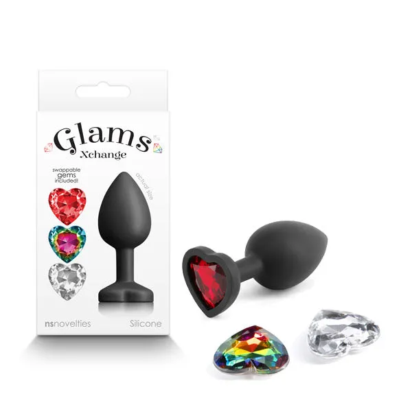 NS Novelties Glams Xchange Heart Small Small Butt Plug with Interchangeable Heart Gems Anal NS Novelties Glams Xchange Heart Small Small Butt Plug with Interchangeable Heart Gems Anal