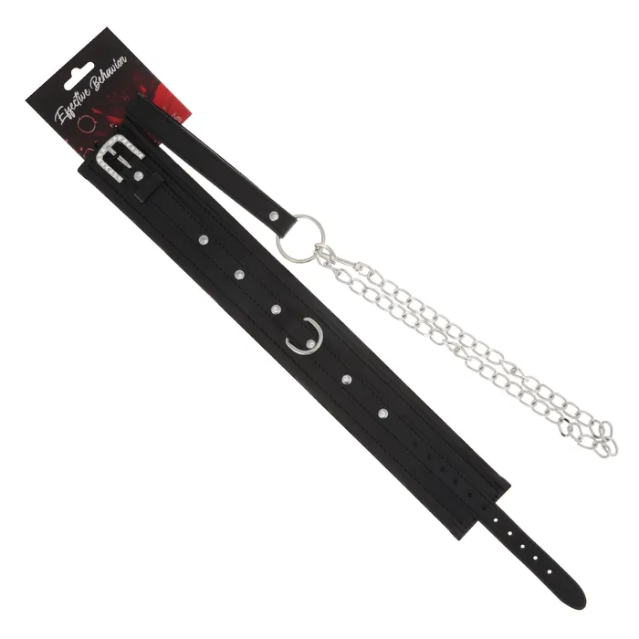 Vibrators 53X COLLAR BLACK PVC WJEWEL BUCKLE AND LEASH