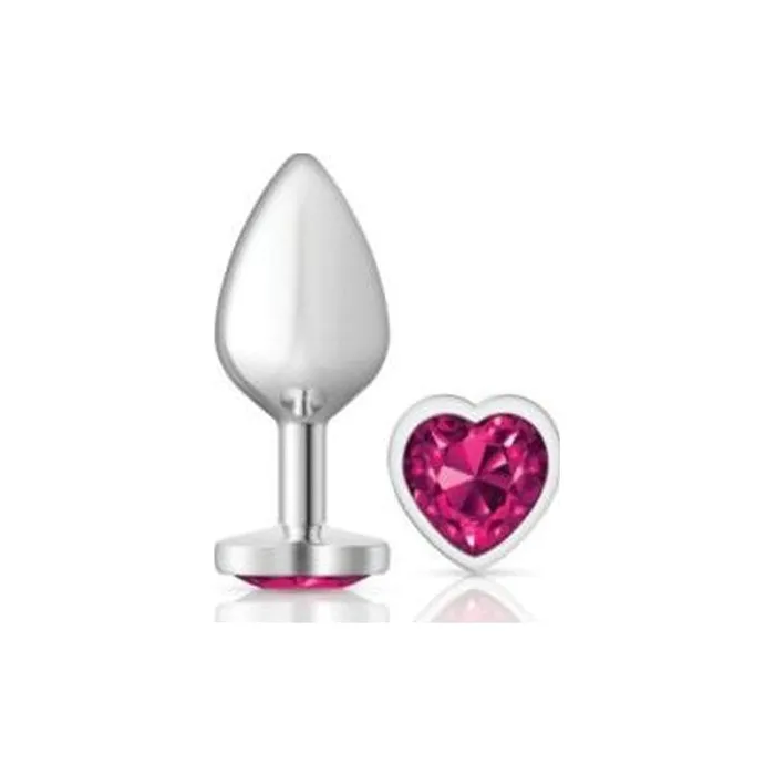 Anal Cheeky Charms Silver Metal Butt Plug w Heart Pink Jewel Medium Vibrant Vibes Australia Quality Sex Toys Great Prices