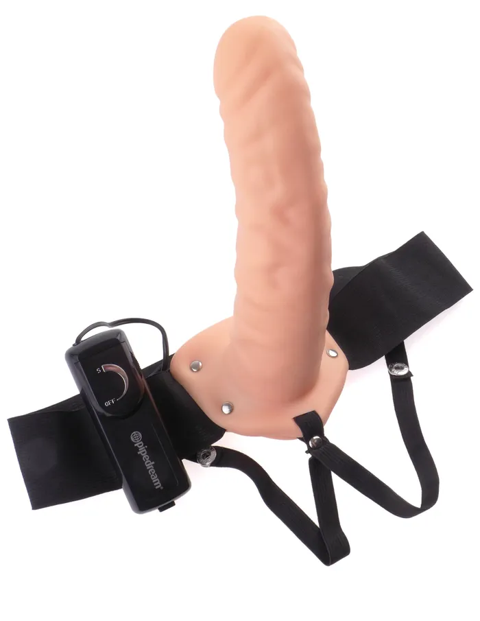 Fetish Fantasy 8in Hollow Strap On Flesh Vibrating Pipedream Products Female Sex Toys