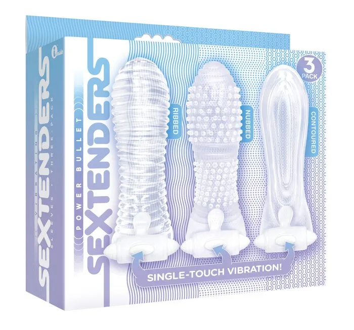 Icon Brands Female Sex Toys The 9s Vibrating Sextenders 3 Pack Nubbed Contoured Ribbed