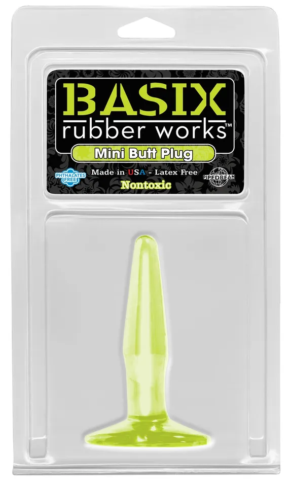 Pipedream Products Anal Basix Rubber Works Mini Butt Plug Glow In The Dark