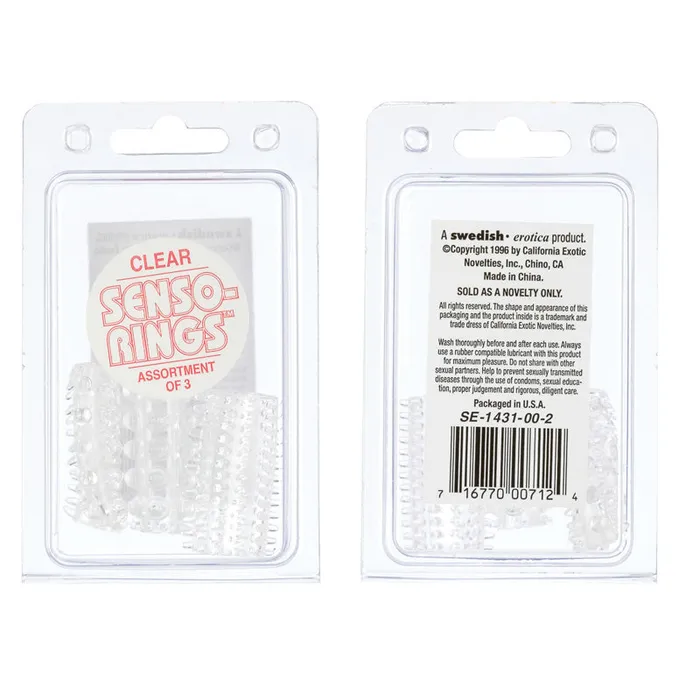 Senso Rings 3 Pack Clear California Exotic Novelties Anal