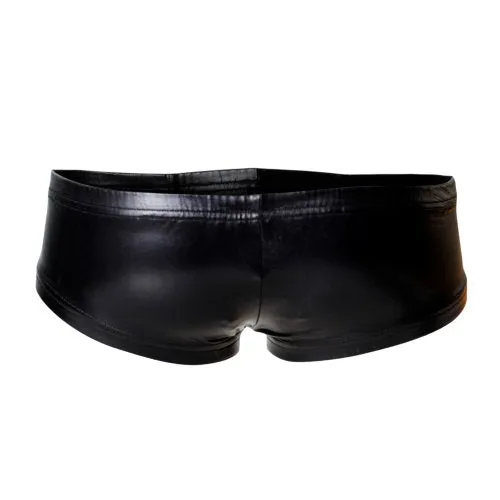 Cut 4 Men Mens Underwear C4M Booty Shorts Black Leatherette Medium Cut 4 Men Mens Underwear C4M Booty Shorts Black Leatherette Medium