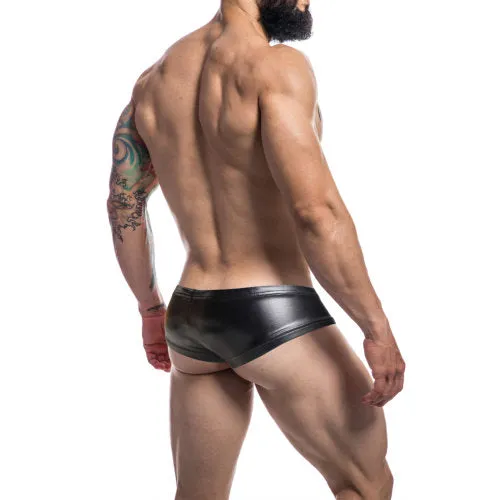 Cut 4 Men Mens Underwear C4M Booty Shorts Black Leatherette Medium Cut 4 Men Mens Underwear C4M Booty Shorts Black Leatherette Medium
