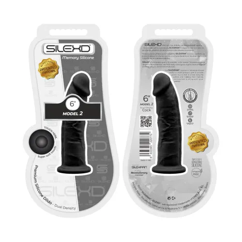 Dildos SilexD 6 inch Realistic Silicone Dual Density Dildo with Suction Cup Black SilexD Dildos SilexD 6 inch Realistic Silicone Dual Density Dildo with Suction Cup Black SilexD