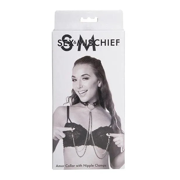 Sportsheets Couples Sex Mischief Amor Collar wNipple Clamps