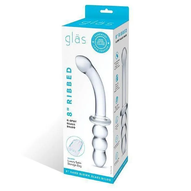 8 Glass Ribbed GSpot Glas Female Sex Toys